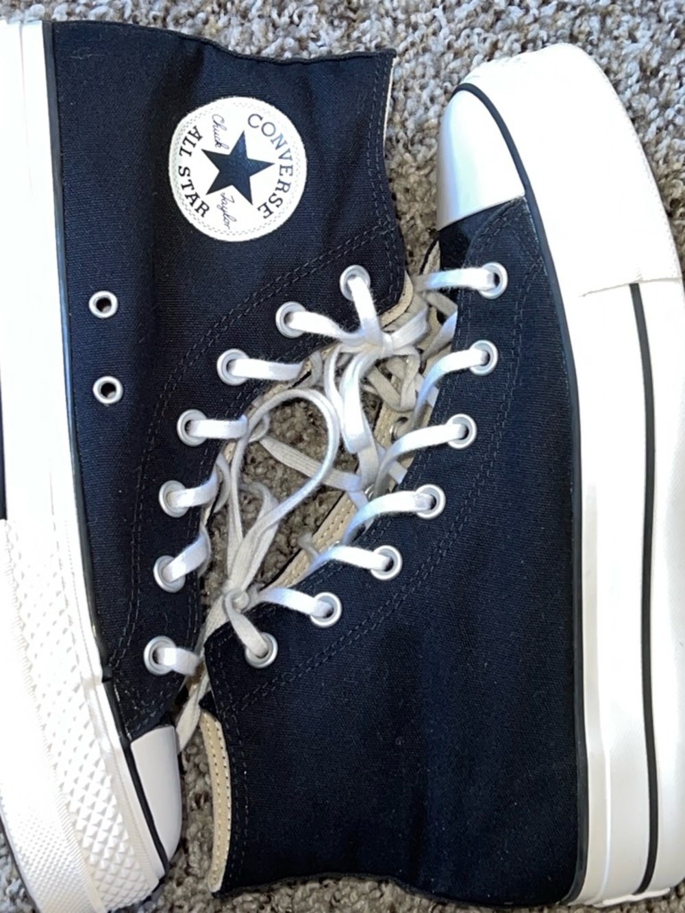 Converse Black and White High Top Platform Sneakers